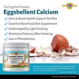 Calcium for Dogs and Cats - Fine Eggshell Powder - Strong Hip & Joint Supplement for Dogs and Cats- Dietary Supplement - No Additives - Pet's Friend Eggshellent Calcium 16oz
