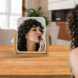 Makeup Mirror with Natural Bamboo Stand, 1X/3X Magnification Double Sided 360 Degree Swivel Magnifying Mirror,Vanity Table,Office Desk,Room Decor, Beauty Gifts(Square)