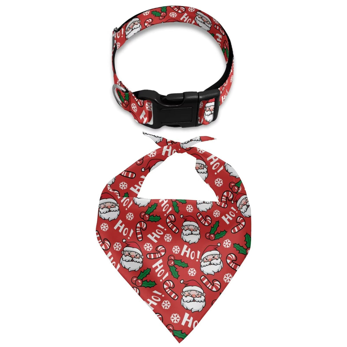 KEIAHUAN Red Bandana Dog Collar Set with Quick Release Buckle Cat Scarf Washable Triangle Pet Kerchief Cute Triangle Bib Xmas Costume Accessories for Small to Large Dogs, Christmas Santa Claus