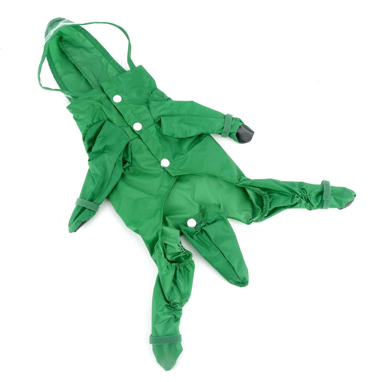 PAIDEFUL Small Dog Full Body Coverage Raincoat Solid Four-Leg Onesie Rain Jacket Waterproof Hoodie Puppy Clothes Button Lightweight Cats Costume, Green, XXL