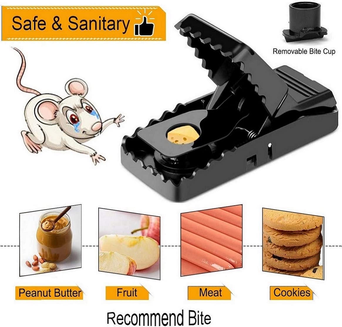 Mouse Trap, Small Mice Trap Indoor Quick Effective Sanitary Safe Mouse Catcher for Family and Pet - 12 Pack Black, M01-12Pack