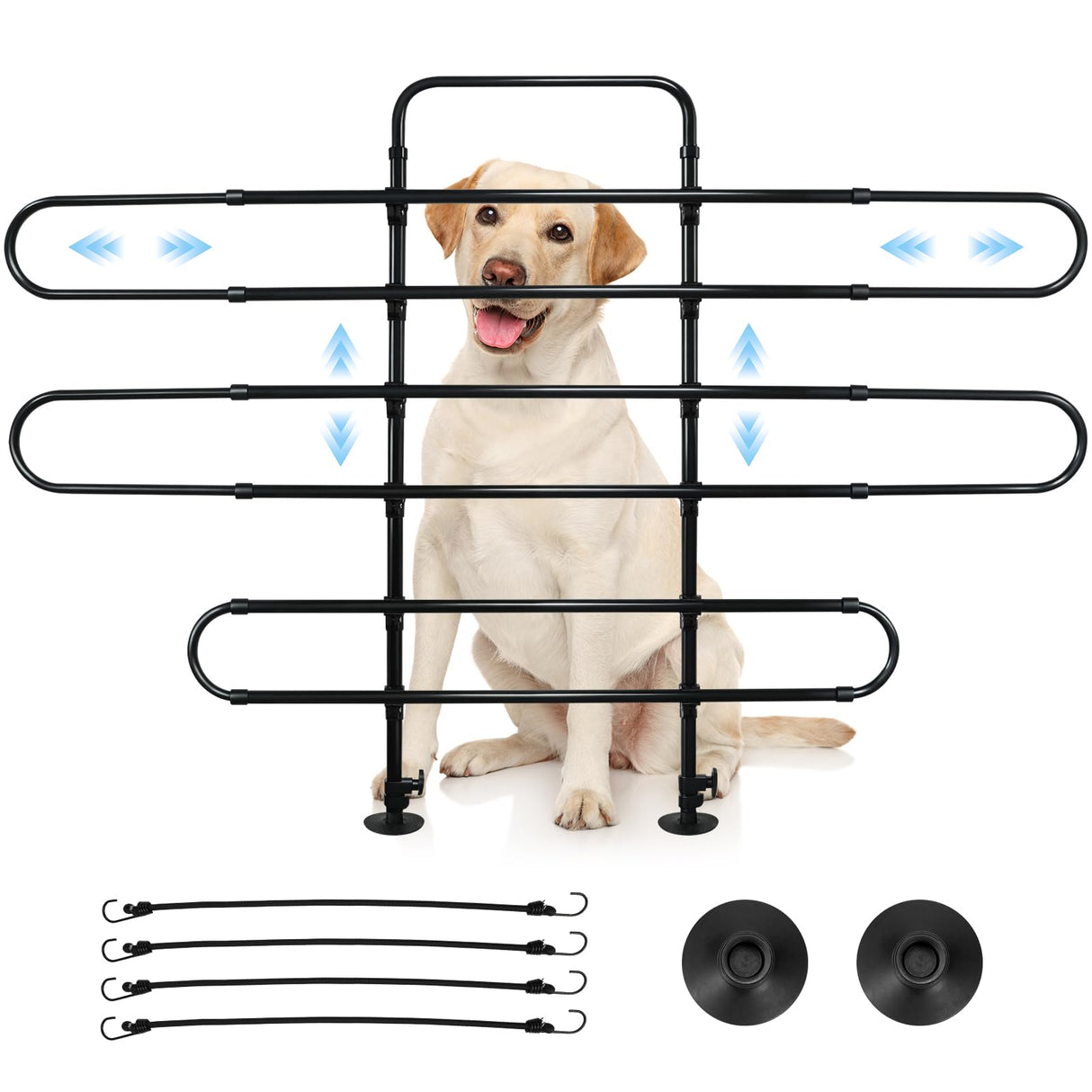 Vehicle Pet Barrier, Adjustable Universal Dog Car Barrier for SUVs, Trucks and Cars, Moves with Car Seat, Sturdy Metal Tube Pet Pen for Vehicles
