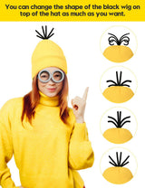 Hizhogqul Halloween Adult Costume Accessories with Hat Goggles Gloves Funny Costume Cosplay (6PCS), Yellow