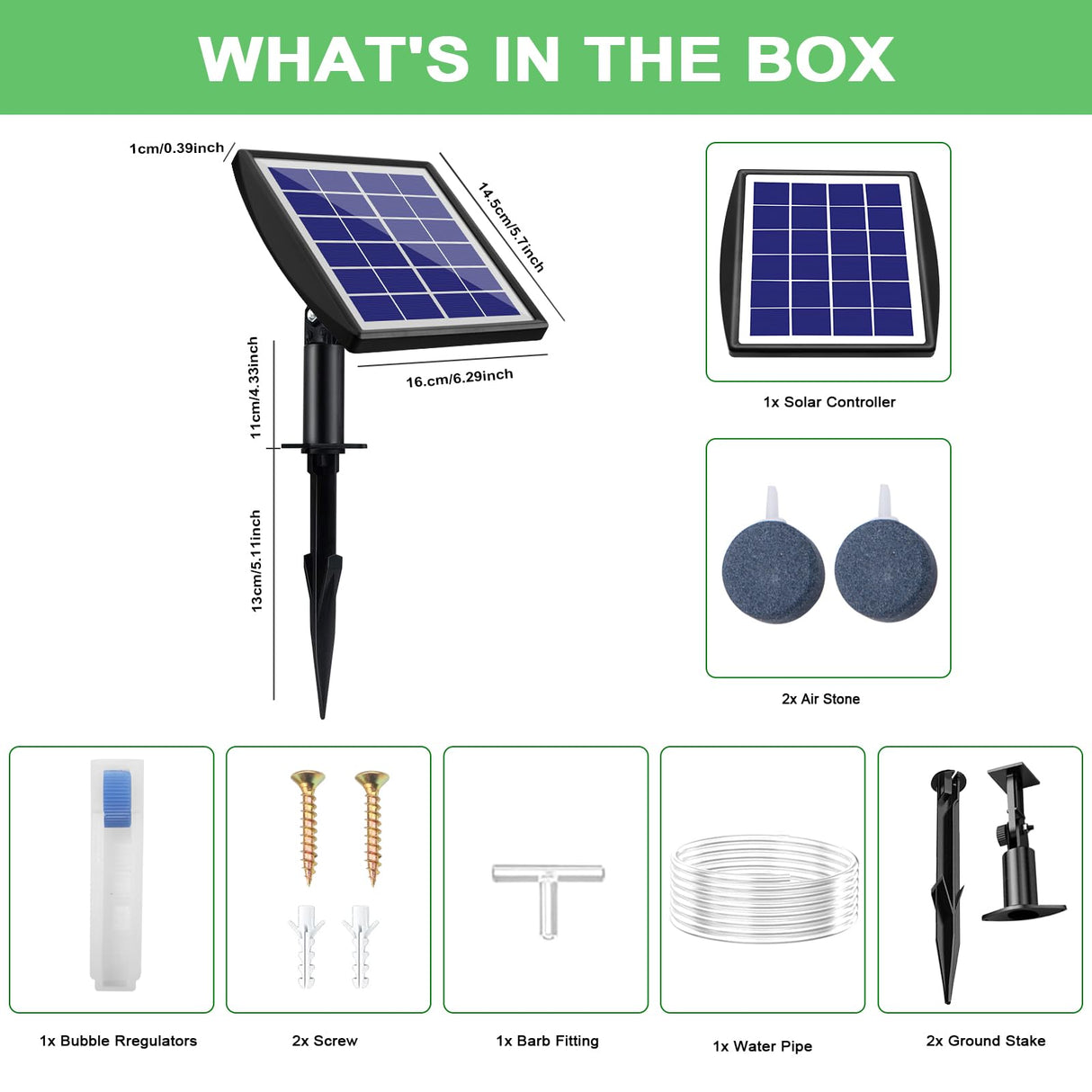 ZWJBSGY Solar Pond Aerator, Solar Air Pump Solar Powered Water Pump, 2W & 2200mAh Solar Aerator with 2 Air Bubble Stones,Regulator for Small Fish Ponds, Stock Tank,Aquarium Hydroponics (2 Modes)