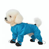 Waterproof Dog Boots with Suspenders, 4-Leg Anti-Dirt Pants, Anti-Slip Paw Protectors, Adjustable Fit for Outdoor Use, Rain, Snow, Cold Resistant for Small and Medium Dogs (Blue, XS)