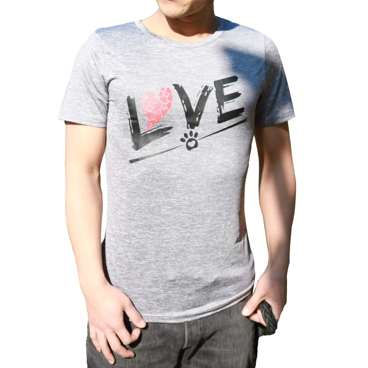 CAISANG Dog Shirts Love Puppy Shirt Mommy Dad/Pets Clothes, Sleeveless Vest T-Shirt Doggy Clothing Crewneck Womens Sweatshirt, Apparel for Dogs Cats Mom Sport Outfits (Small, Grey-Man)