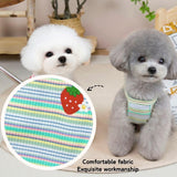 2PCS Charming Striped Dog Dress with Strawberry Patch & Lace Trim, Soft Elastic Cotton Clothes in Pink & Green, Perfect Outfit for Small Dogs, Puppies & Cats(2PCS A,XL)