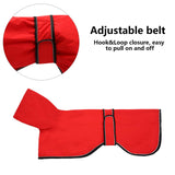 Greyhound Whippet Raincoat Waterproof with Reflective Stripe high Neck fit for Italian Greyhounds Whippets Long Back Breeds - Red - M
