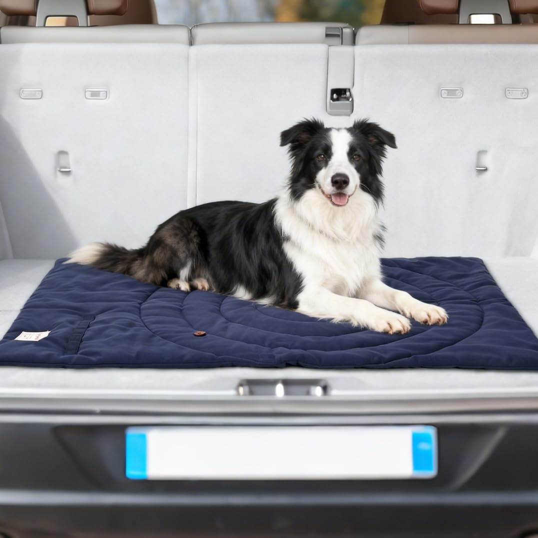 Travel Dog Bed | Camping Dog Bed | 37.4"x25.6" Waterproof Outdoor Dog Mat | Portable Place Mat for Dogs with Handle | Machine Washable | Easy Clean for Outdoor Adventures (Brown)