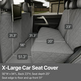 Formosa Covers Dog Car Seat Cover for Back Seat - Car Floor Cover for Dogs - Non-Slip Backing - Travel with Your Pet Mess Free - Universal Fit 56" W x 94 L, Grey