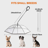 LESYPET Small Dog Umbrella, 29" Width Clear Dogs Umbrella Waterproof Dog Raincoat with Chain Leash for Outdoor Walking Rainy Days