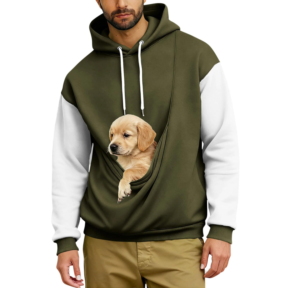 Dog Pounch Hoodie for Men Oversized Pet Carrier Kangaroo Pocket Sweatshirt Cat Pounch Warm Hoodie Animal Holder Tops Big and Tall Dog Cat Carrier Sweatshirt Fall Winter Fleece Pullover Hoodies Men