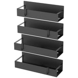 Metal 4 Pack Magnetic Spice Storage Rack Organizer for Refrigerator and Oven, Black Fridge Organizers and Storage, Metal