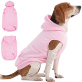 IECOii XL Dog Sweater & Pullover Hoodie for Large Dogs, Warm Fleece Layer with Hood for Cold Weather, Boys & Girls, Pink, Size XL