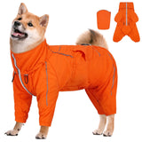 Dora Bridal Windproof Dog Jacket, Lightweight Water Resistant Dog Coat, Adjustable Four-Legged Reflective Dogs Raincoat, Thin Anti-Static Dogs Windbreaker for Hiking Waking(Orange, 2XL)