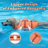 EMUST Dog Life Jacket, Thickened Dog Life Vests for Medium Large Dogs with Added Layer, Reflective Pet Life Preserver Floats for Pool Boating Swimming, Orange, M