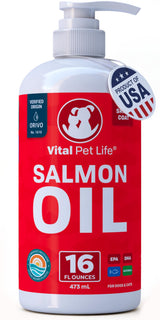 Salmon Oil for Dogs & Cats - Healthy Skin & Coat, Fish Oil, Omega 3 EPA DHA, Liquid Food Supplement for Pets, Supports Joint & Bone Health, Natural Allergy & Inflammation Defense, 16 oz