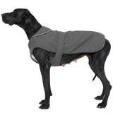 Kuoser Canvas Dog Coat, Warm Dog Jacket Reflective Fleece Pet Cold Weather Coat, Warm Doggie Clothes Waterproof Winter Vest with Zipper Leash Hole for Small Medium Large Dogs, Grey 3XL