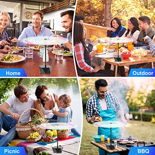 chemotex Fly Fans for Tables Rechargeable Fly Fans Keep Flies Away Flexible Fly Repellent Fans for Outdoor Table Top Fly Fan with Holographic Blades for Outside, Picnic (Black, 6Packs)