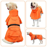 KOOGAL Reflective Dog Raincoat Waterproof Adjustable Dog Hooded Poncho Raincoat for Medium Large Dogs, Lightweight Pet Rain Jacket (Orange, 3XL)