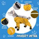 Dog Snowsuit with Attached Boots, Suspender Booties for Small Dogs Anti-Slip, Waterproof Dog Snow Suit with Boots,Anti-Slip Pets Leggings with Adjustable Suspenders (Yellow, X-Small)