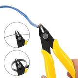 5pcs Micro Flush Cutters, Wire Cutter with Internal Spring, Diagonal Cutters for Electronics, Heating Wire, Model Sprue, Soft Copper Wire Snips, 5 Inches, Yellow