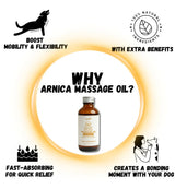 KELEBS Dog Arnica Massage Oil | Pain Relief for Muscles, Arthritis, HIPS, and Joints | for Active & Senior Dogs | Organic Arnica-Infused Oil Blend – Only 5 Ingredients | Glass Bottle