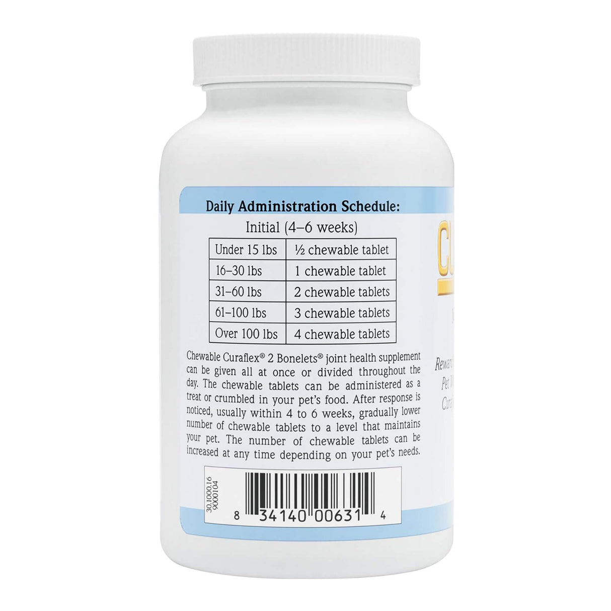 Nutramax Laboratories Curaflex 2 Joint Health Supplement for Dogs, 120 Chewable Tablets