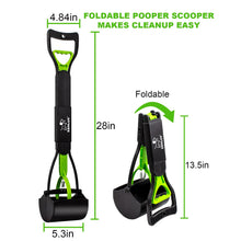 Load image into Gallery viewer, SZHLUX 28" Pooper Scooper, Foldable Dog Pooper Scooper with Unbreakable Material and Durable Spring for Grass and Gravel, Green
