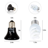 REPTI ZOO Dual Nano Dome Reptile Lamp Fixture Combo Pack Includes 5W Mini Fluorescent UVB Light Bulb & 35W Ceramic Heat Emitter Reptile Heat Lamp Bulb
