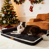 Patas Lague Orthopedic XL Dog Bed Large Sized Dog 48''X30'', Waterproof Comfortable L Bolster Big Extra Large Non-Slip Soft Warm Pet Crate Bed Sleep Sofa mat with Removable Washable Cover, Black
