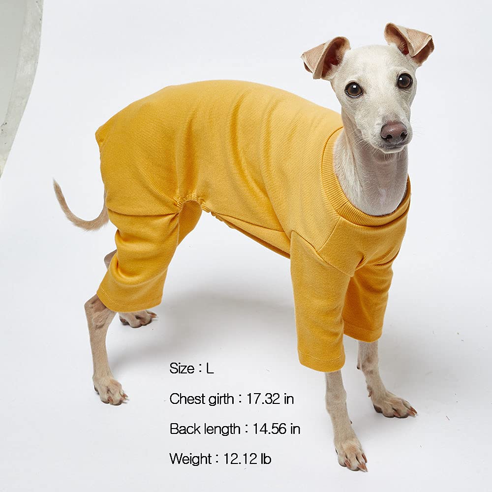 Lucky Petter Small Dog Pajamas - Basic Onesie Doggie Jammies Stretchable Dog Jumpsuit Bodysuit pjs (2X-Large, Basic Mustard)