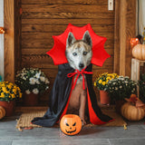 Halloween Large Dog Vampire Cloak Devil Cape Cosplay Apparel Party Costume - Red & Black Classic Pet Cape - Adjustable Neck & Chest Sizes - Medium & Large Dogs