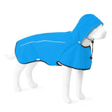 Mile High Life Dog Raincoat, Adjustable Waterproof Pet Rain Jacket, Reflective Hooded Poncho for Small Medium Large Dogs, Lightweight Breathable Pet Rain Coat (Blue,XL Chest 31"-37")