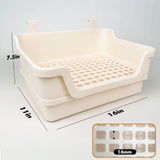 Yuoaes Large Rabbit Litter Box w/Plastic Grid & Dump Tray-Bunny Litter Pan Small Animal Potty Toilet - Pet Bunny Supplies Rabbit Cage Accessories for Training Corner Litter Box (Cream)