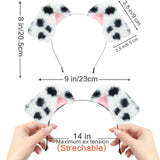 Beviliu 4 Pack Animals Ear Realistic Dalmatian Dog Ears Headband Fluffy Cat Bunny Pig Hairband Halloween Christmas Costume for Washing Makeup Cosplay Party