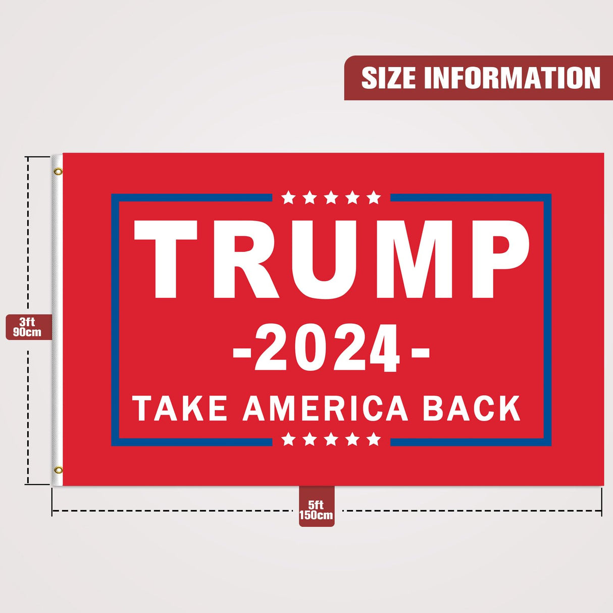 Trump 2024 Flags 3x5 Outdoor Made in USA Double Sided 3 Ply Take America Back Heavy Duty President Trump Flags 2024 Banner for Outside with 2 Brass Grommets Fade Resistant for Indoor Outdoor Decorations