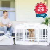 Carlson 4-Panel Plastic Pet Pen – Portable, Secure, and Easy-to-Use Playpen for Small Pets | 24" Tall, White, Includes Door and Lock, Ideal for Small Pets, Whelping and Indoor/Outdoor Use
