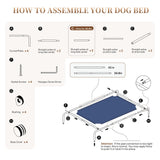 STARLATTA Elevated Dog Bed for Large Dogs, Washable Raised Cot with Skid-Resistant Feet, Waterproof Cooling Dog Beds with Oxford Cloth, Indoor/Outdoor Use, Blue 50in