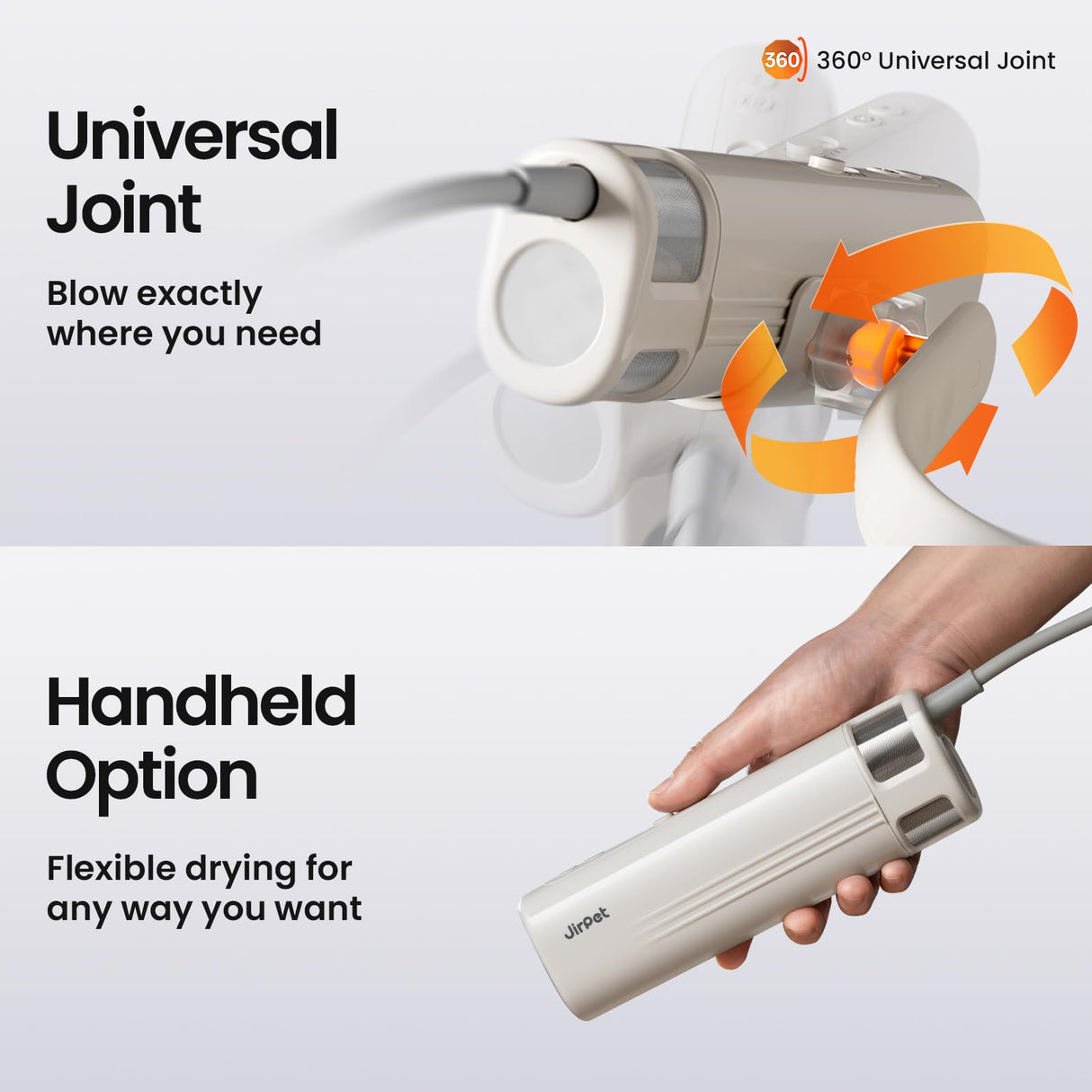 JirPet Pet Neck Dryer, Professional Low Noise Dog Dryer for Pet Grooming, 14,800FPM Portable High Velocity Pet Dryer, Hands-Free Dog Blow Dryer with Neck Hanging, Dog Hair Dryer with 3 Speeds & 4 Temp