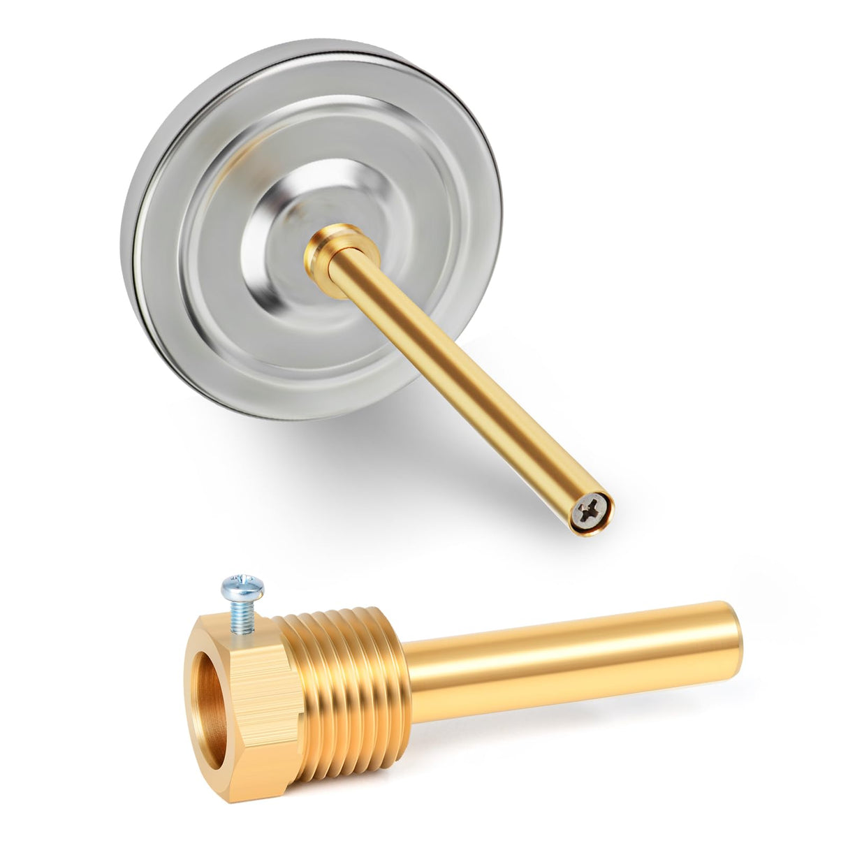 MEANLIN MEASURE 1/2" NPT Bimetal Thermometer for Hot Water, Boilers and Pipes, 3" Dial, 6" Lead-Free Brass Stem, Temperature Range 0-250°F/-20-120°C, Accuracy 2%, Center Back Mount
