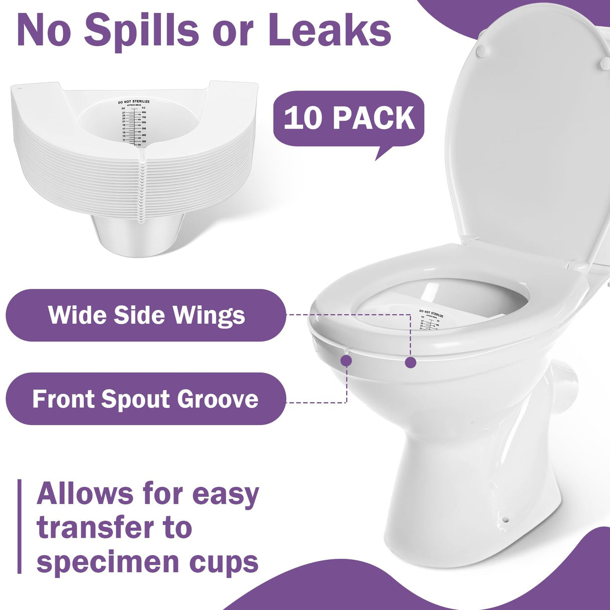 TrelaCo 10 Pcs Urine Hats for Toilets Stool Sample Collection Kit Urine Collection Hat Urine Collector Specimen Cups Pee Urine Sample Cup Containers for Women and The Elderly, 27oz/ 800cc