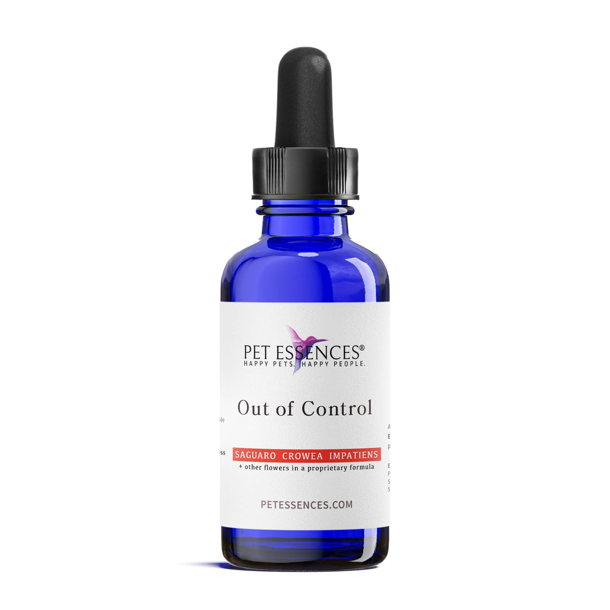 Pet Essences - Out of Control Formula for Dogs, Cats, and Horses - 1oz, Safe & Natural Dog Calming Drops, Support for All Species, Breeds & Ages - Featuring Organic Crowea, Impatiens & Saguaro