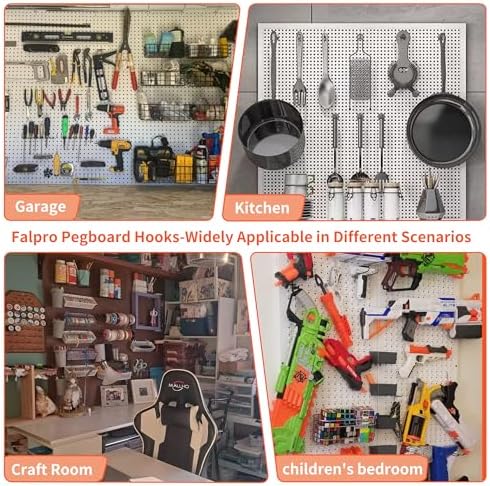 240PCS Pegboard Hooks Assortment, Pegboard Accessories Organizer Kit with Pegboard Bins, Pegboard Cups, 1/8 and 1/4 inch Peg Board Hooks for Hanging Tools, Garage Pegboard Wall Organization