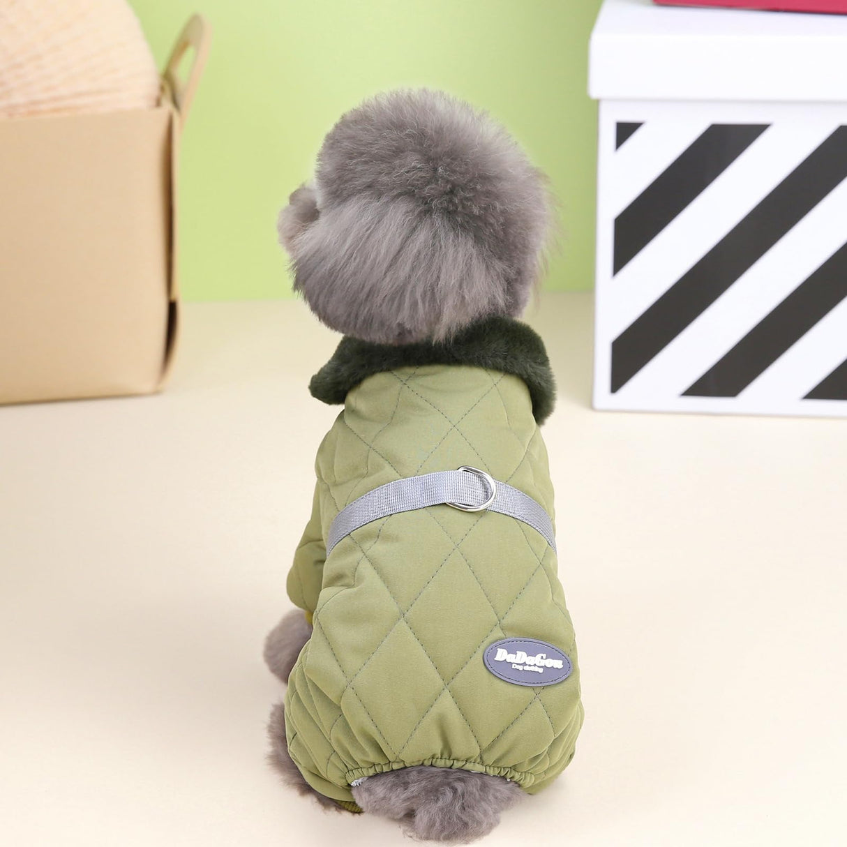 Izefia Dog Coat Jacket Windproof Cold Weather Coat 4 Legs Warm Dog Jumpsuit Winter Thick Clothes Snow Proof Coat Cotton Dog Coat for Small Dog Medium Dog Cat Green S