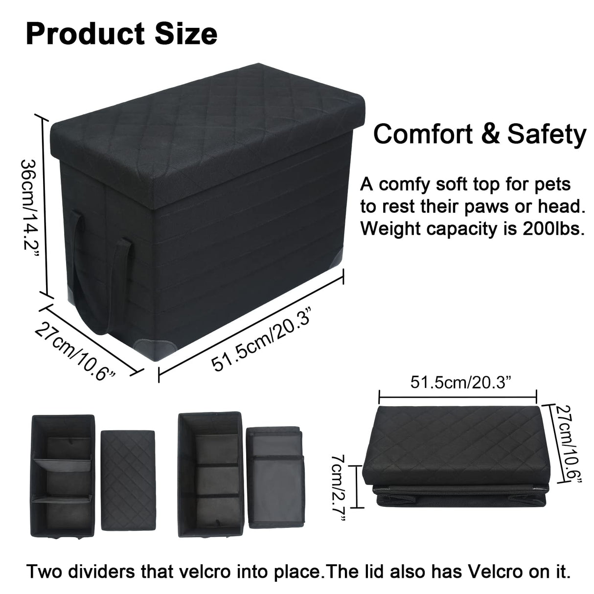LIONROGE Car Back Seat Extender for Large Dogs up to 200lbs,Dog Car Back & Front Seat Extender with Storage,Prevent Your Dogs from Falling Off The Seat