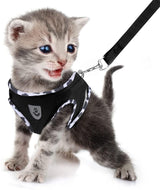 FEimaX Dog Harness and Leash Set for Walking, Soft Mesh Adjustable Easy Control Lightweight Cat Vest Harnesses with Reflective Strips, Escape Proof Small Dogs Cats Vests (Cowblack, Large)