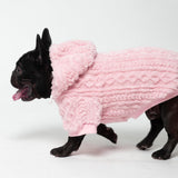 KOOLTAIL Fuzzy Dog Sweater Hoodie for Small Medium Large Dogs, Soft Fleece Pet Clothes Sweatshirt with Leash Hole, Warm Winter Dog Sherpa Jacket Snuggie Cold Weather Coat for Puppy Cats Girl, Pink L