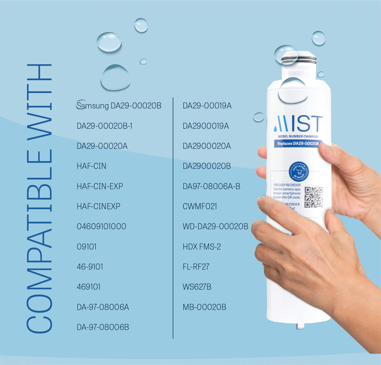 Mist DA29-00020B Water Filter Replacement for Samsung, Refrigerator Water Filter compatible with DA29-00020B-1, Haf-Cin/Exp, RF263BEAESR, RF28HMEDBSR, RF4287HARS, Samsung water filter (3 pack)…
