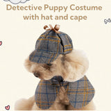 Dog Costume-Cute Detective Pet Clothes Set Halloween Cosplay Party Outfit Winter Fashion Cape Cloak Hat for Small Medium Dog & Cat Kitten (Rec wt.12-16lb Large)